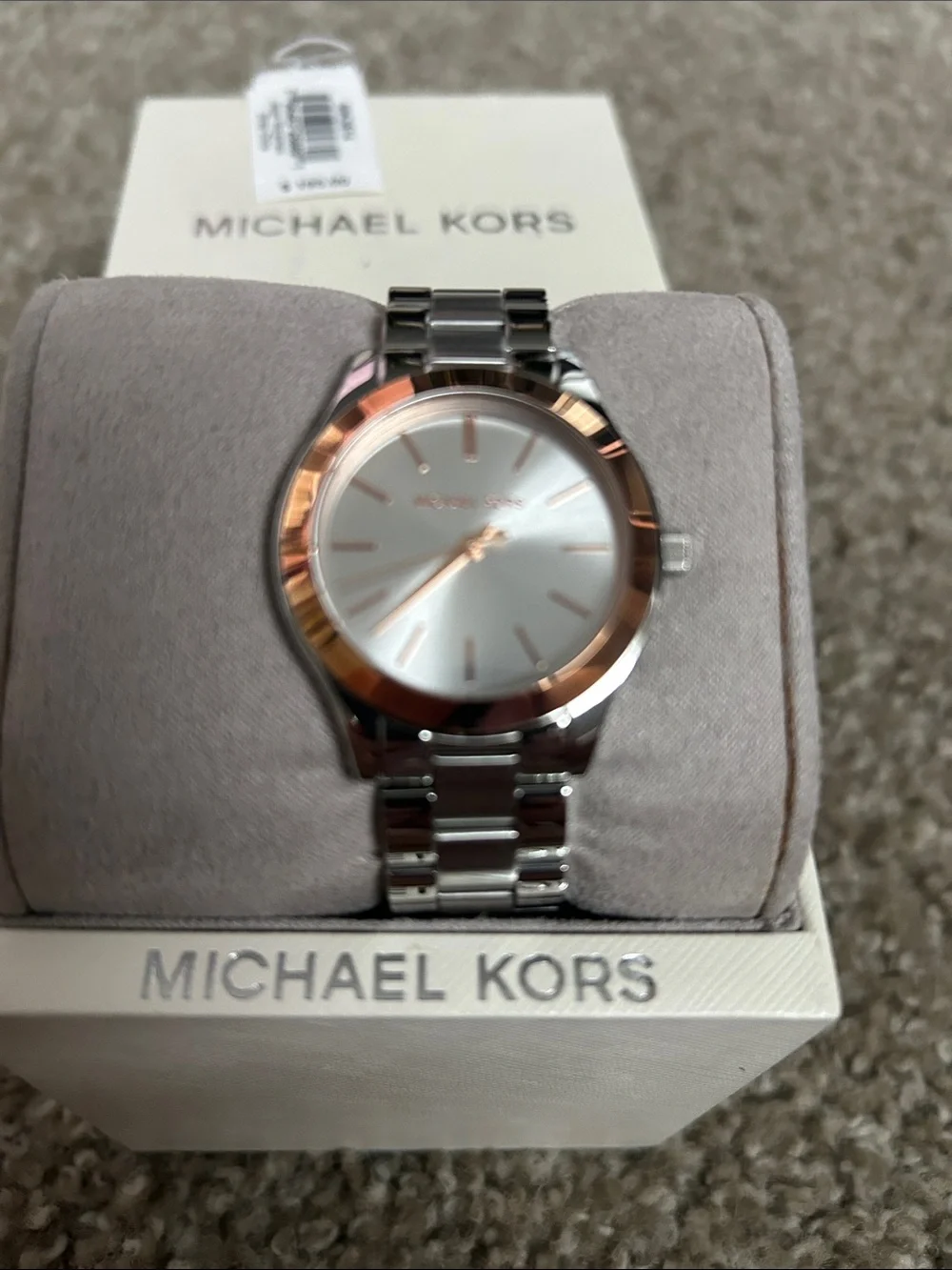Michael Kors Silver and Rose Gold-Tone Stainless Steel woman’s Watch